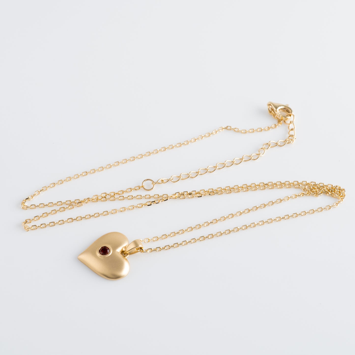 Matte gold heart pendant on adjustable 16-18 inch chain