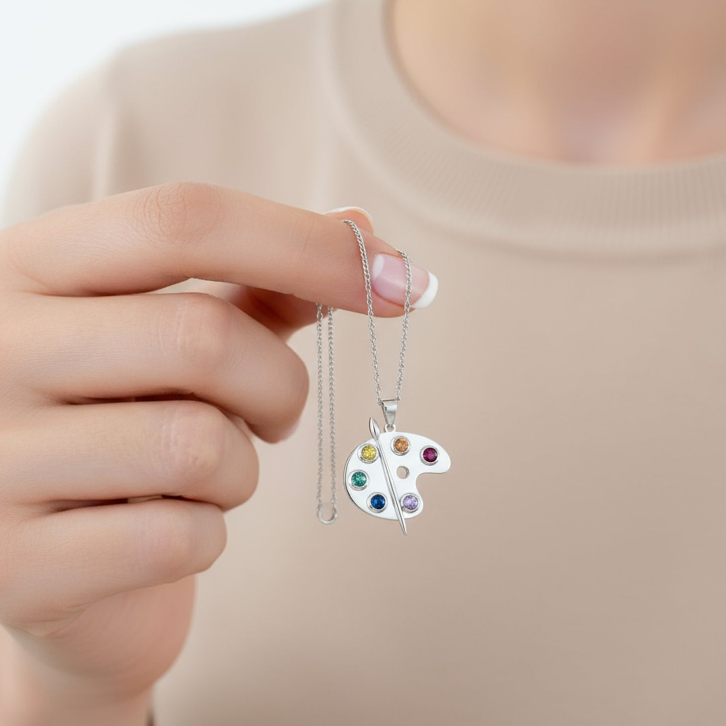 Silver Artist Palette Necklace – Hallmarked Sterling Silver