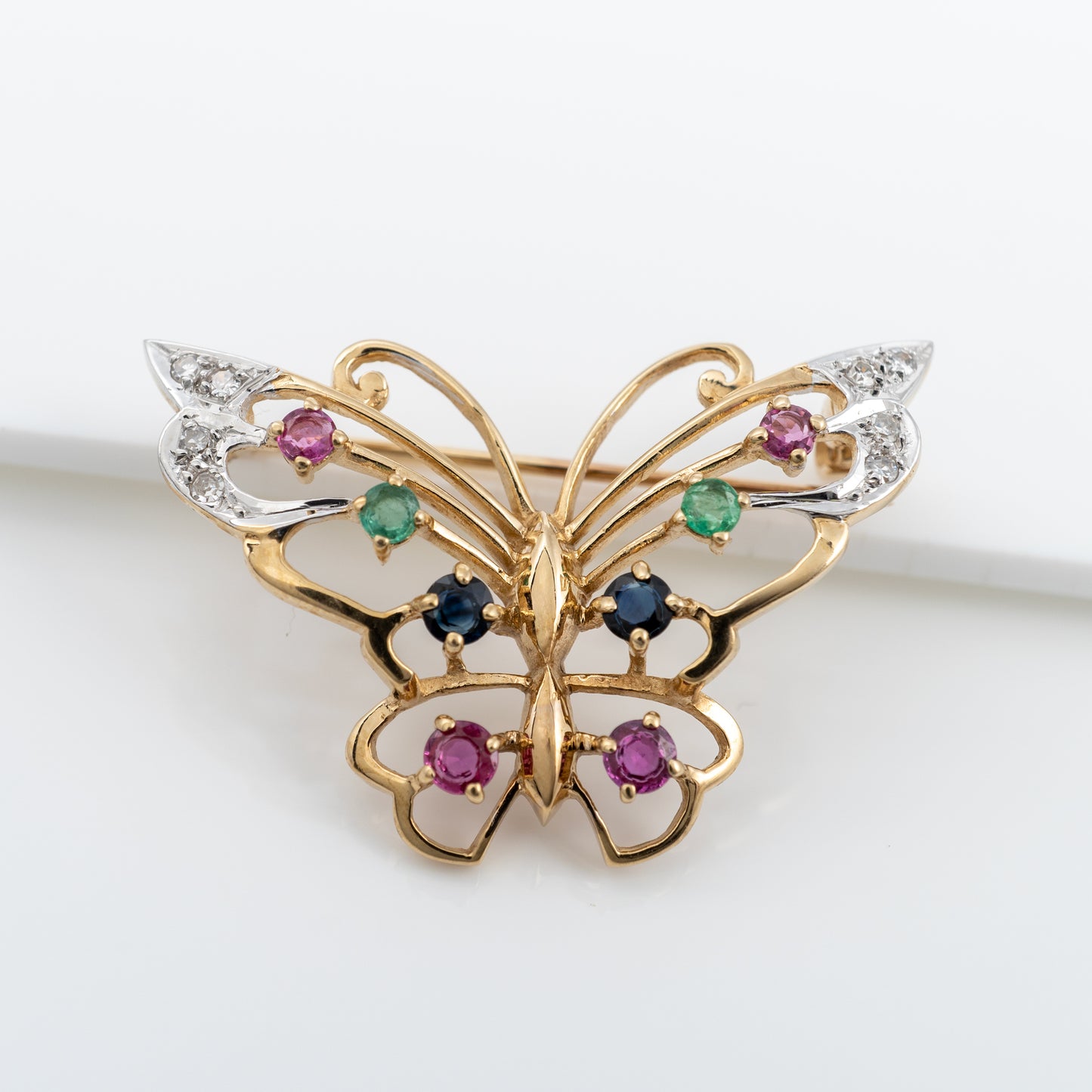 Vintage gemstone butterfly pin