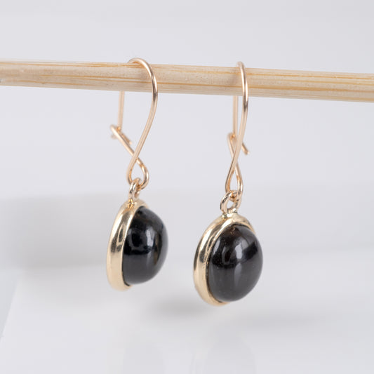 gold black onyx dangle earrings