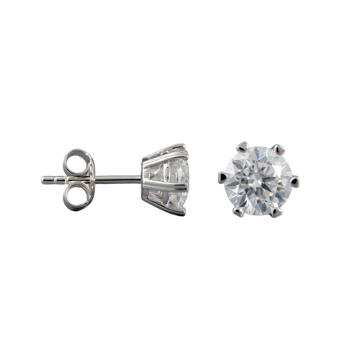 pair 2ct moissanite studs earrings in silver