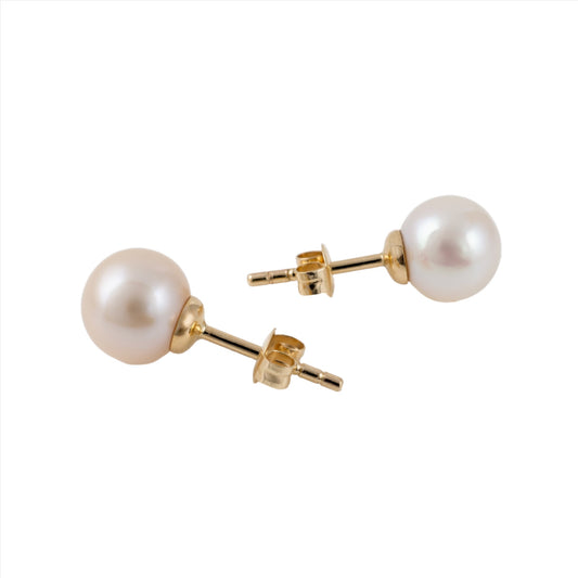 freshwater pearl earrings studs yellow gold hallmarked hunters fine jewellery
