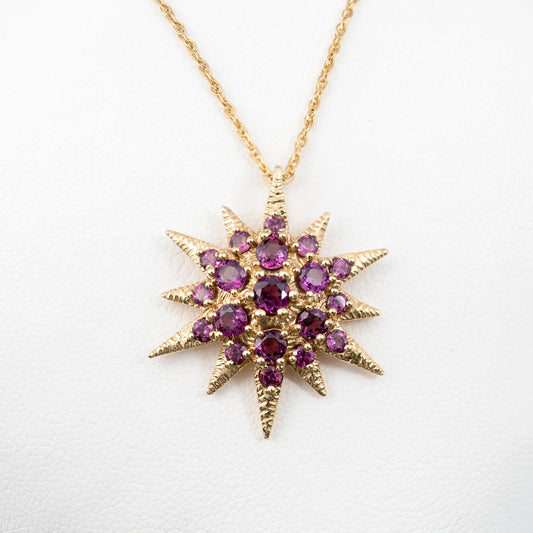 Charming Gold Star Pendant with Pink Topaz Gemstones