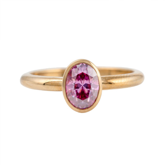 pink moissanite solitaire gold ring hunters fine jewellery