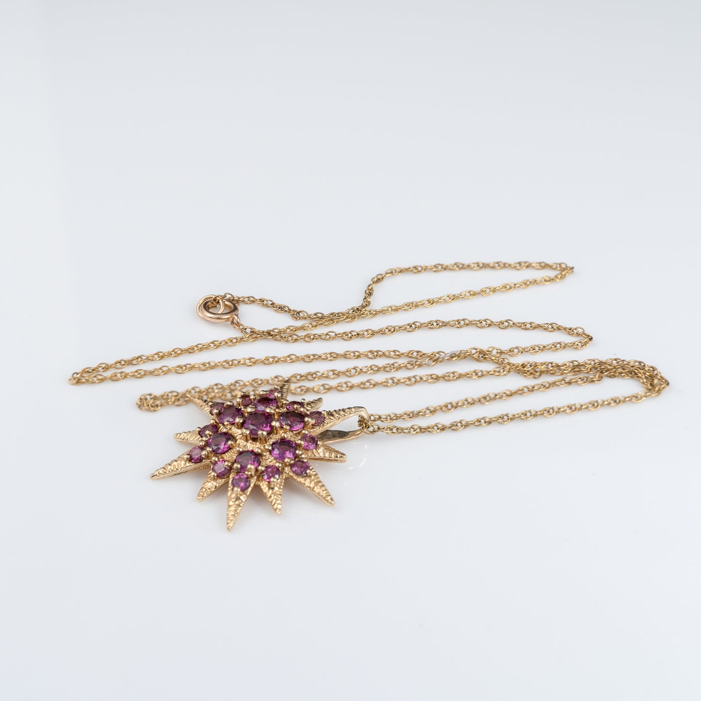 "9ct Gold Necklace with Star Pink Gemstones