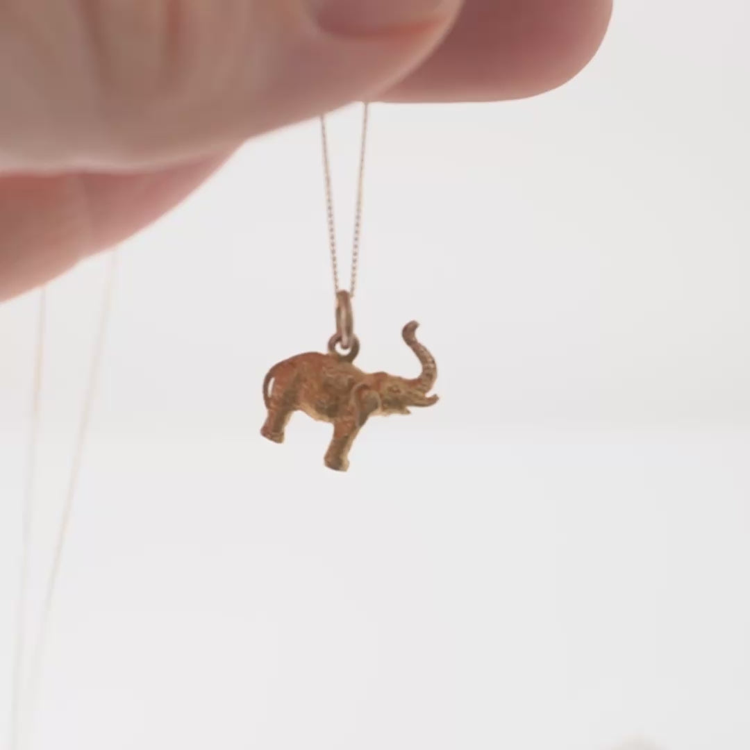 product video of gold elephant necklace 