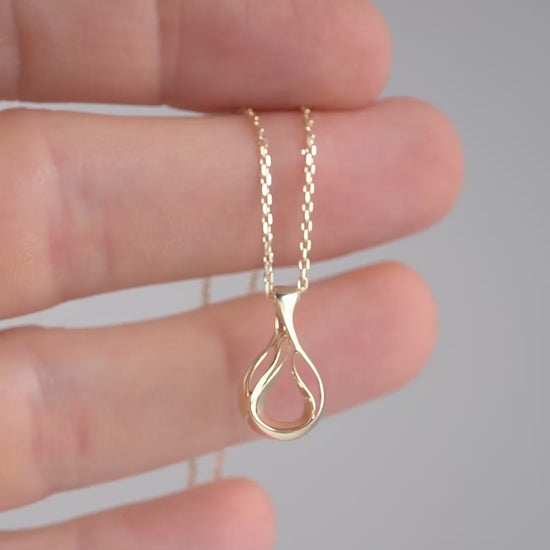 375 gold teardrop necklace abstract pendant