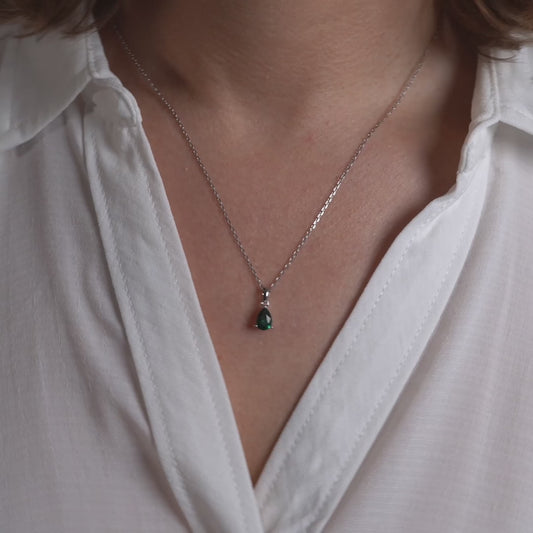 lab emerald teardrop necklace product video