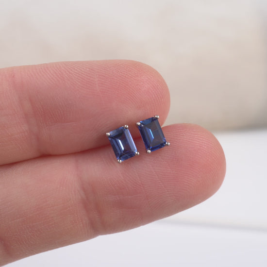 lab sapphire earrings studs product video