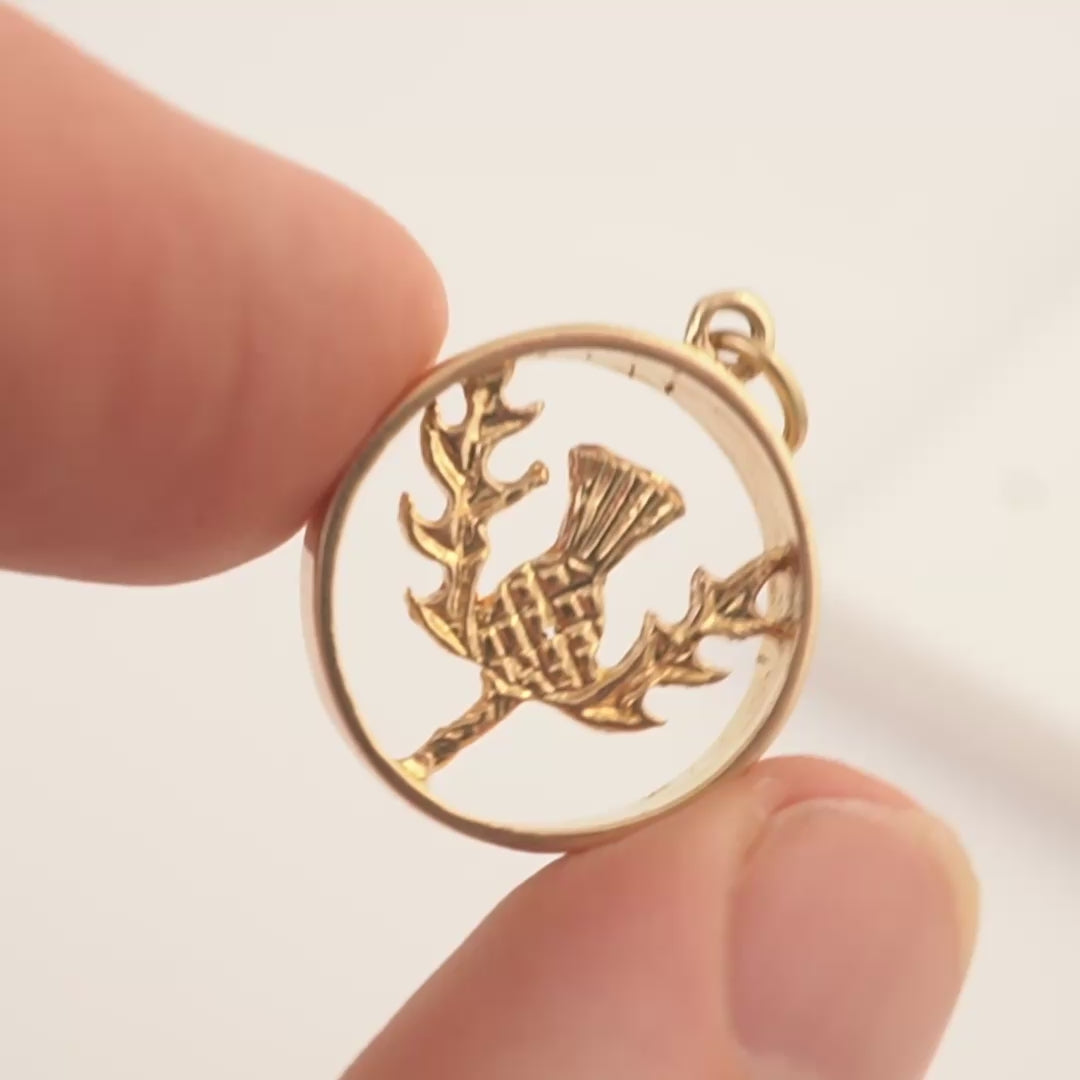 gold Scottish thistle pendant
