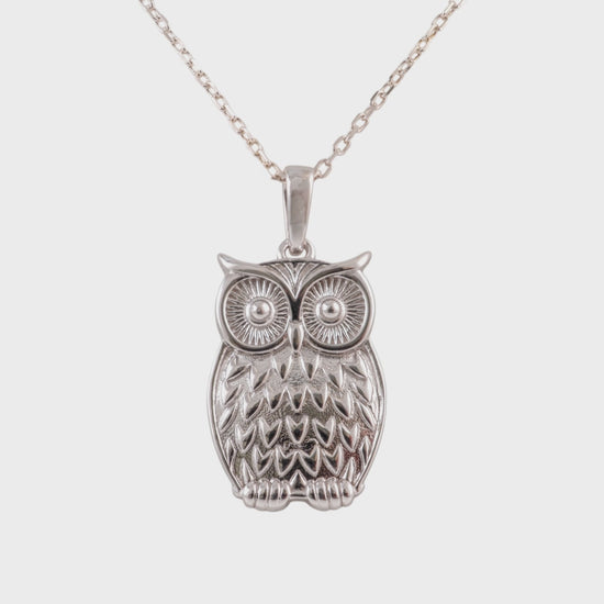 plain silver owl necklace hunters fine jewellery