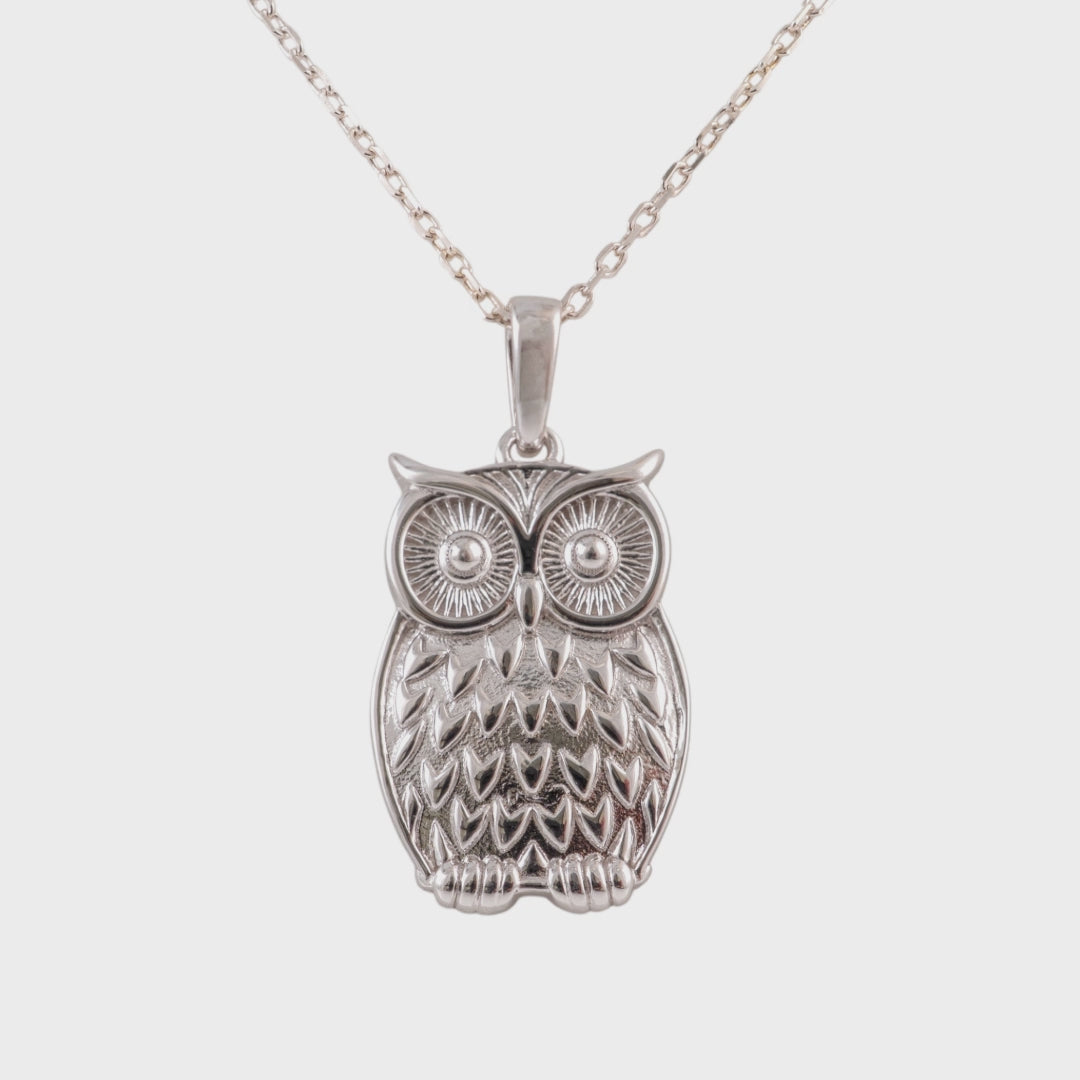 plain silver owl necklace hunters fine jewellery