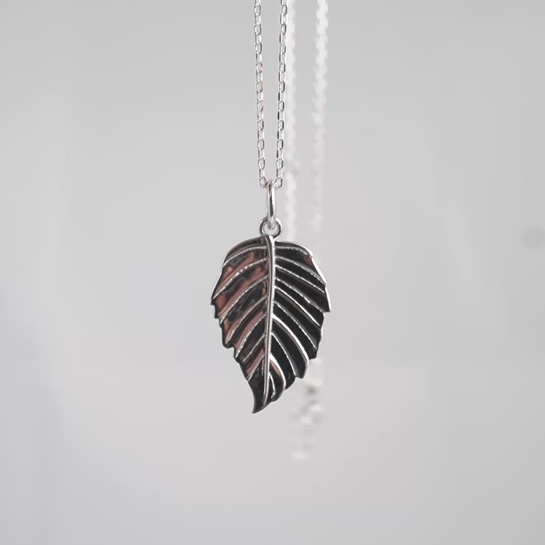 silver leaf pendant video showing back and front