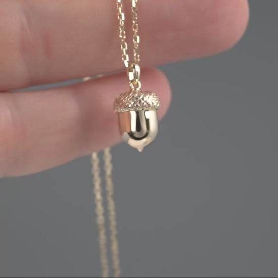 375 gold acorn necklace pendant