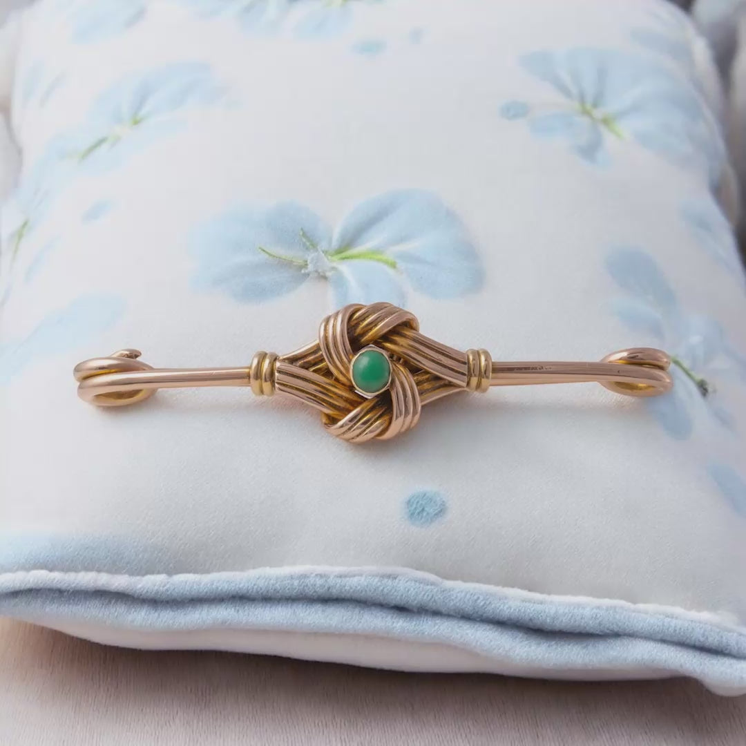 Video showcasing an antique gold brooch with turquoise. See the intricate details, craftsmanship, and size as it is handled and examined - Hunters Fine Jewellery