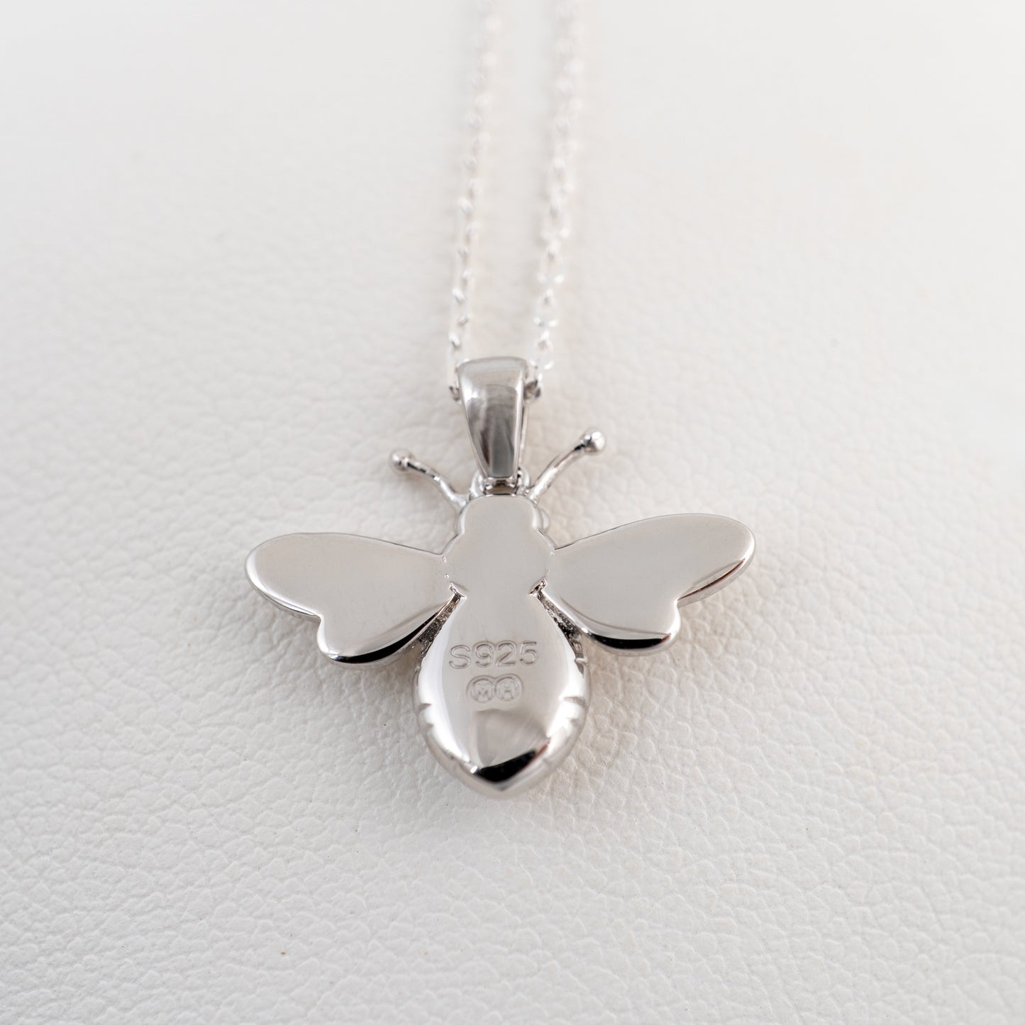 Hallmarked sterling silver bee necklace – back of pendant