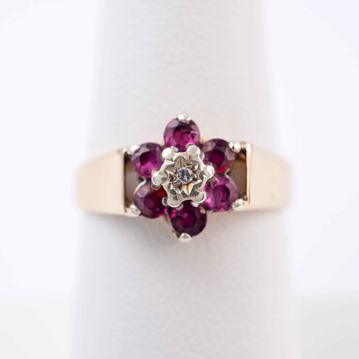 1970s ruby diamond cluster ring