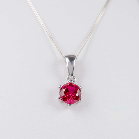 Lab-grown ruby pendant in 925 silver