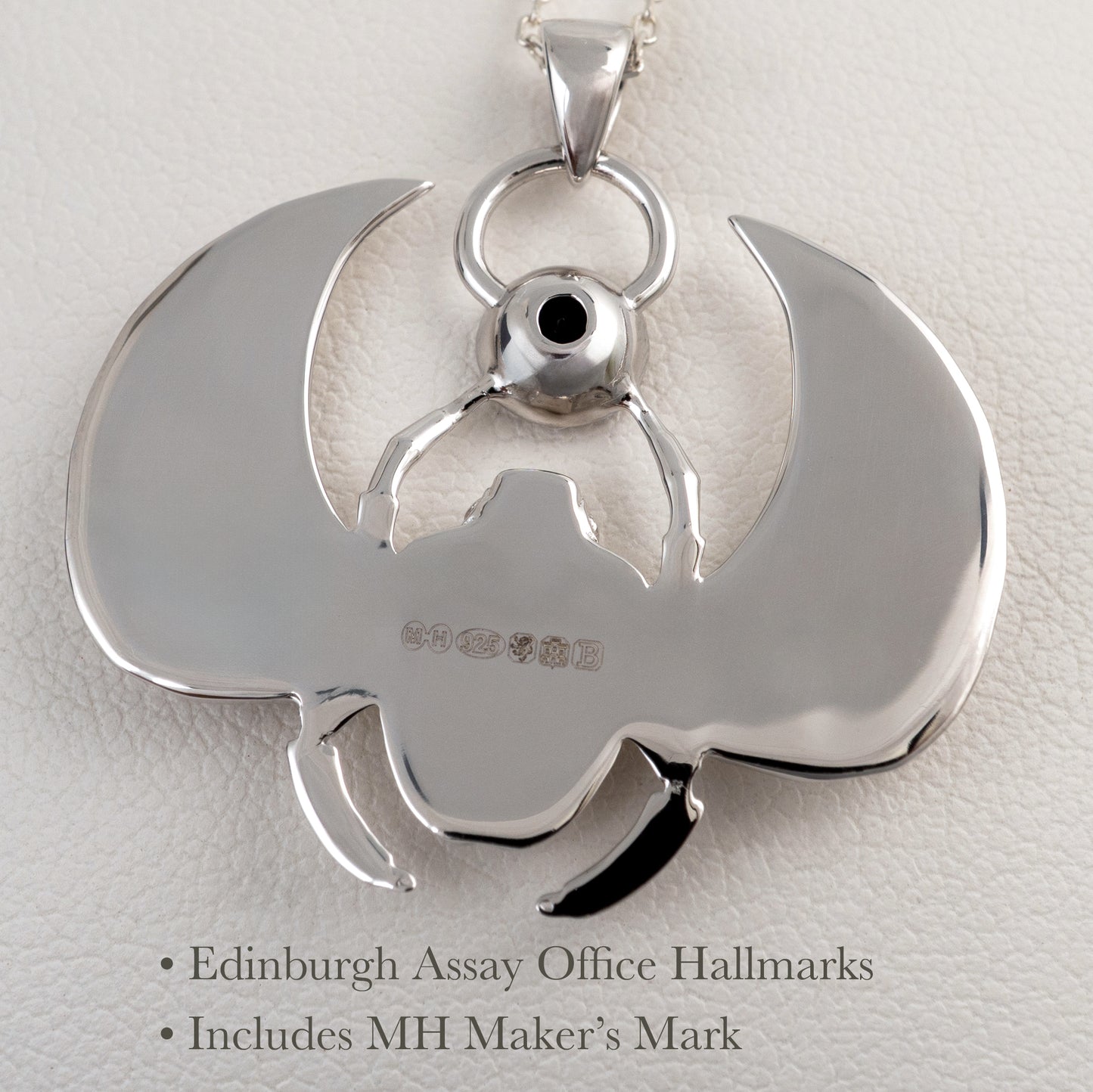 Winged Scarab Pendant in Sterling Silver