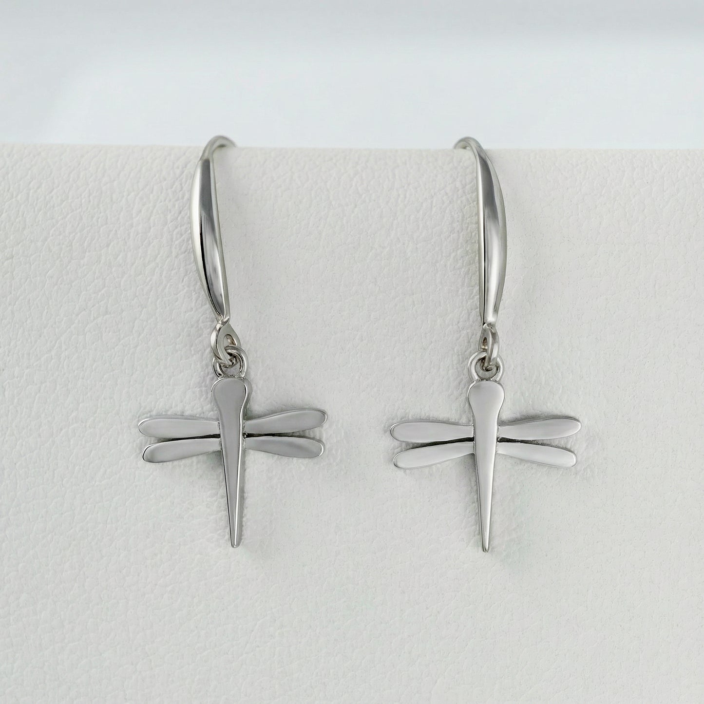 Silver Dragonfly Dangle Hook Earrings – Rhodium Plated 925