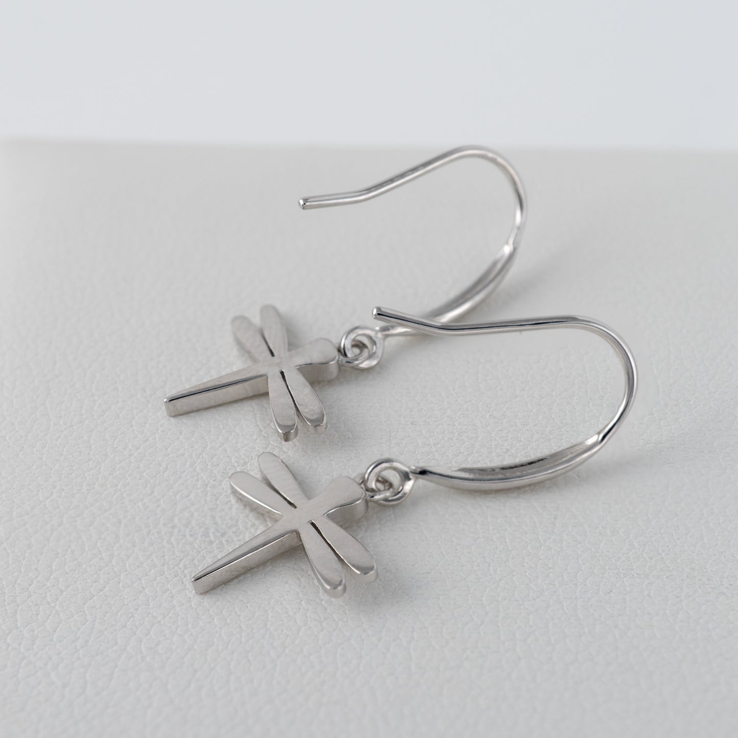 Silver Dragonfly Dangle Hook Earrings – Rhodium Plated 925