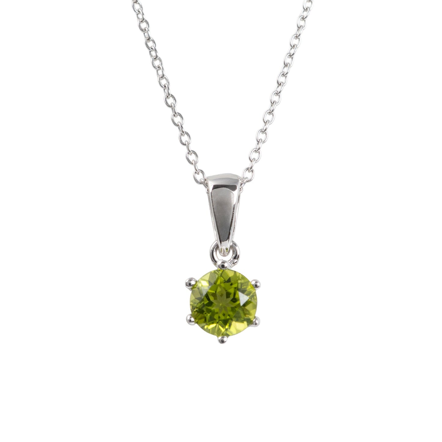 peridot necklace sterling silver on a white background