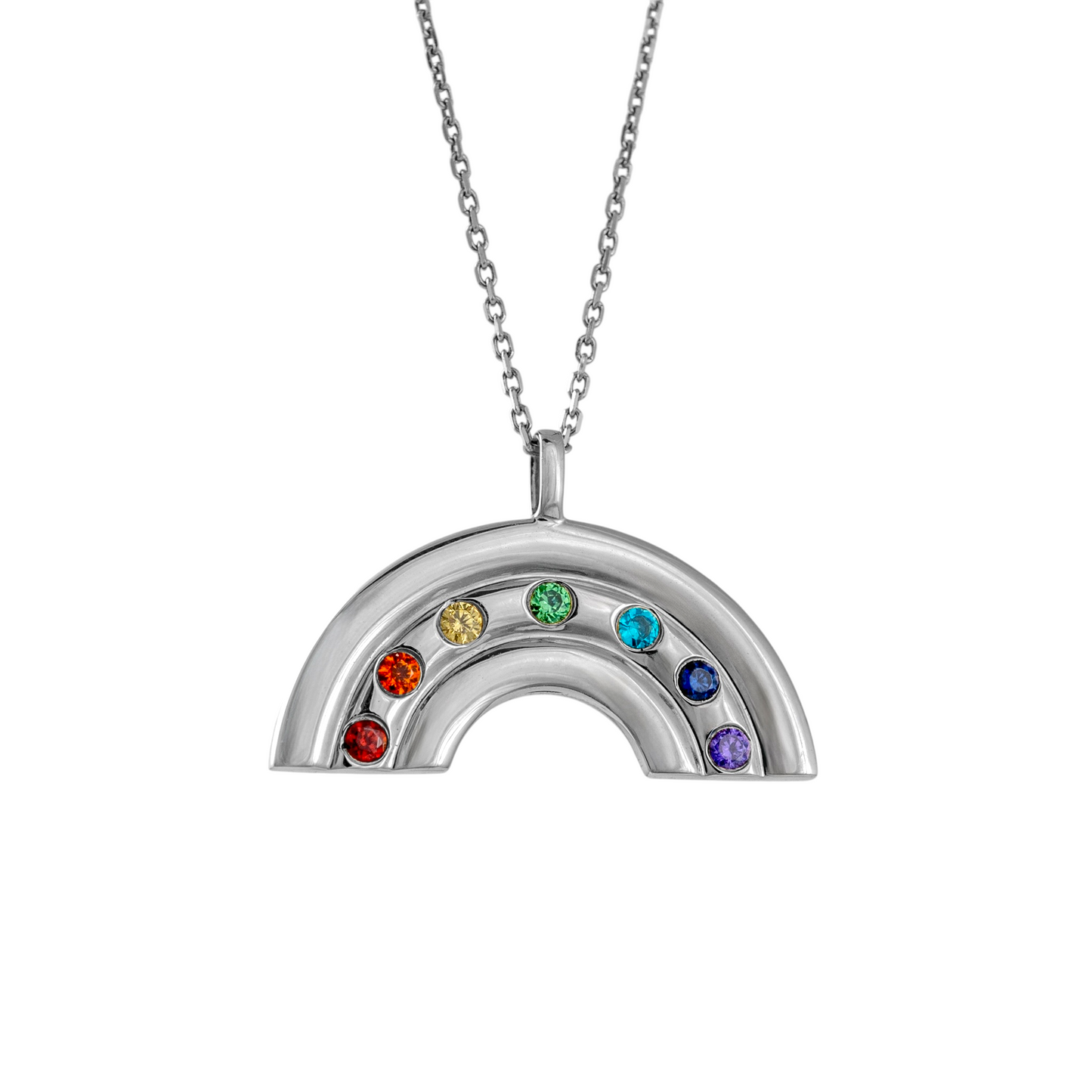 Sterling silver rainbow necklace set with colourful CZ gemstones – Hunters Fine Jewellery