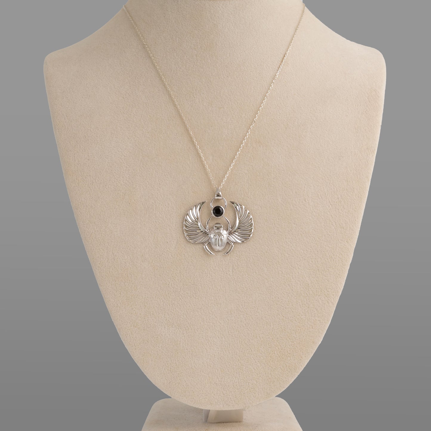 Winged Scarab Pendant in Sterling Silver