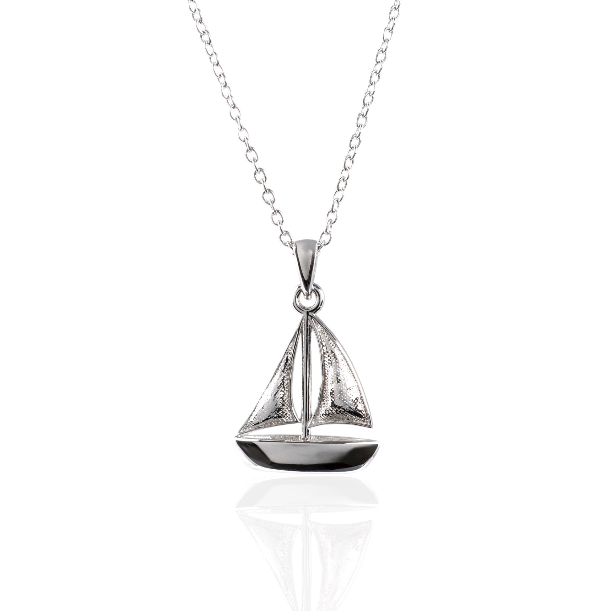 silver sailing boat necklace hunters fine jewellery