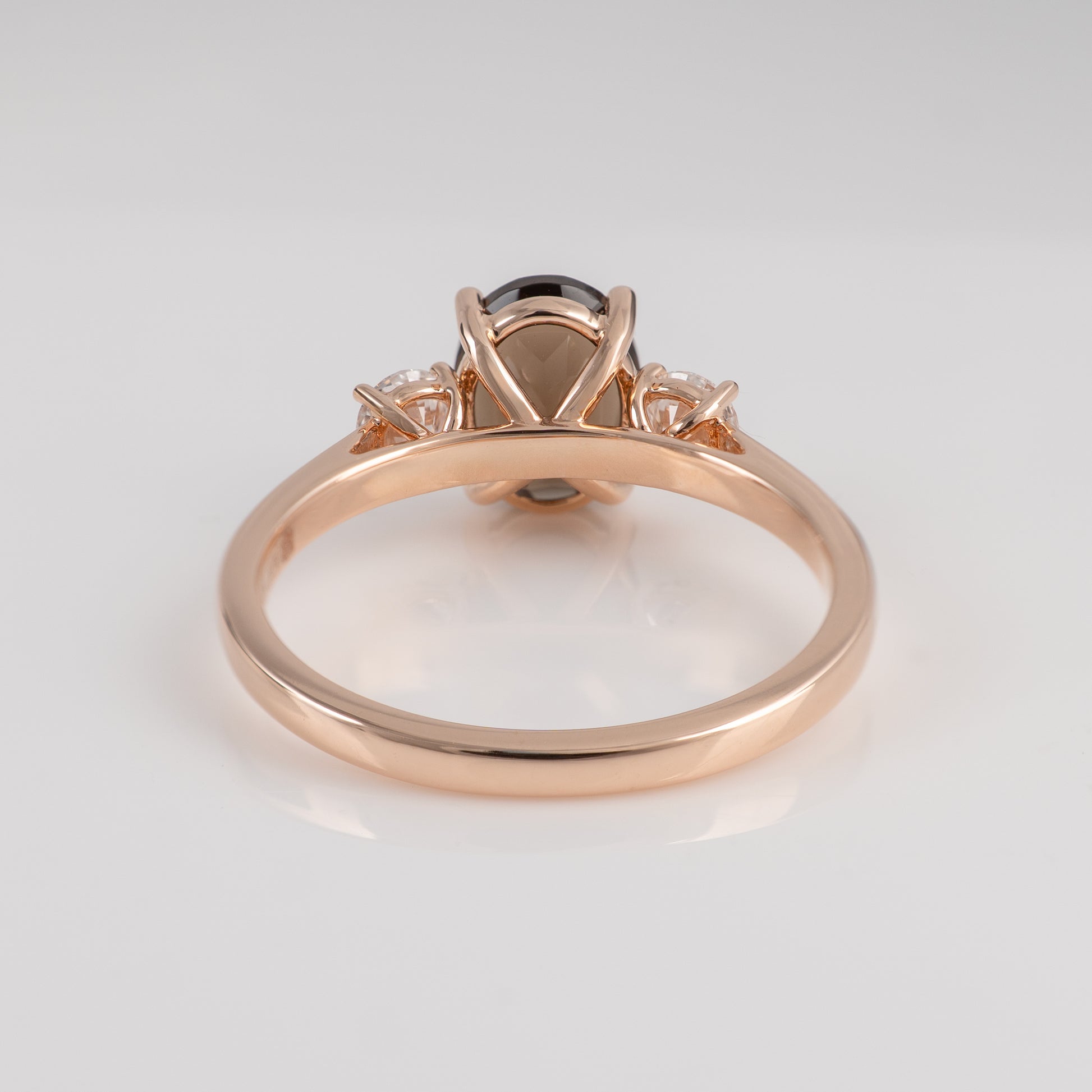 smoky quartz ring back view on a light gray background