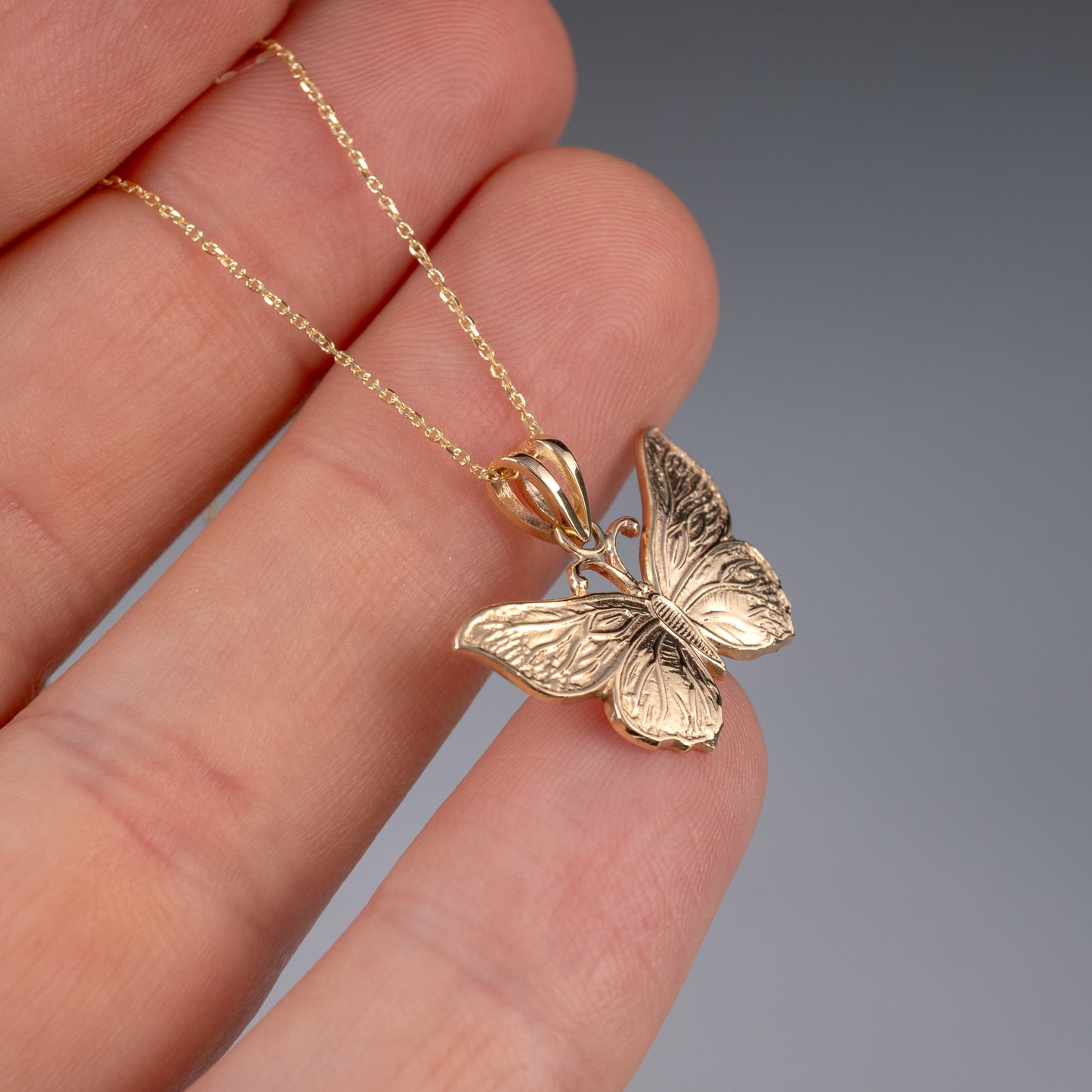solid gold butterfly pendant 