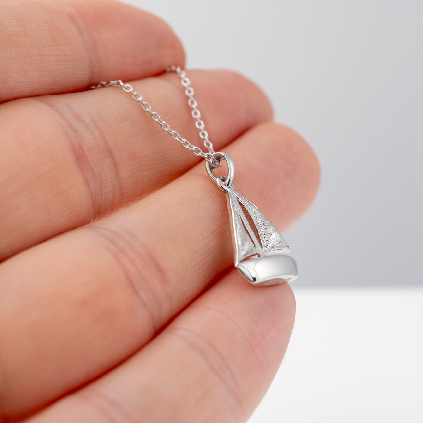 silver sailing boat necklace ocean gift idea