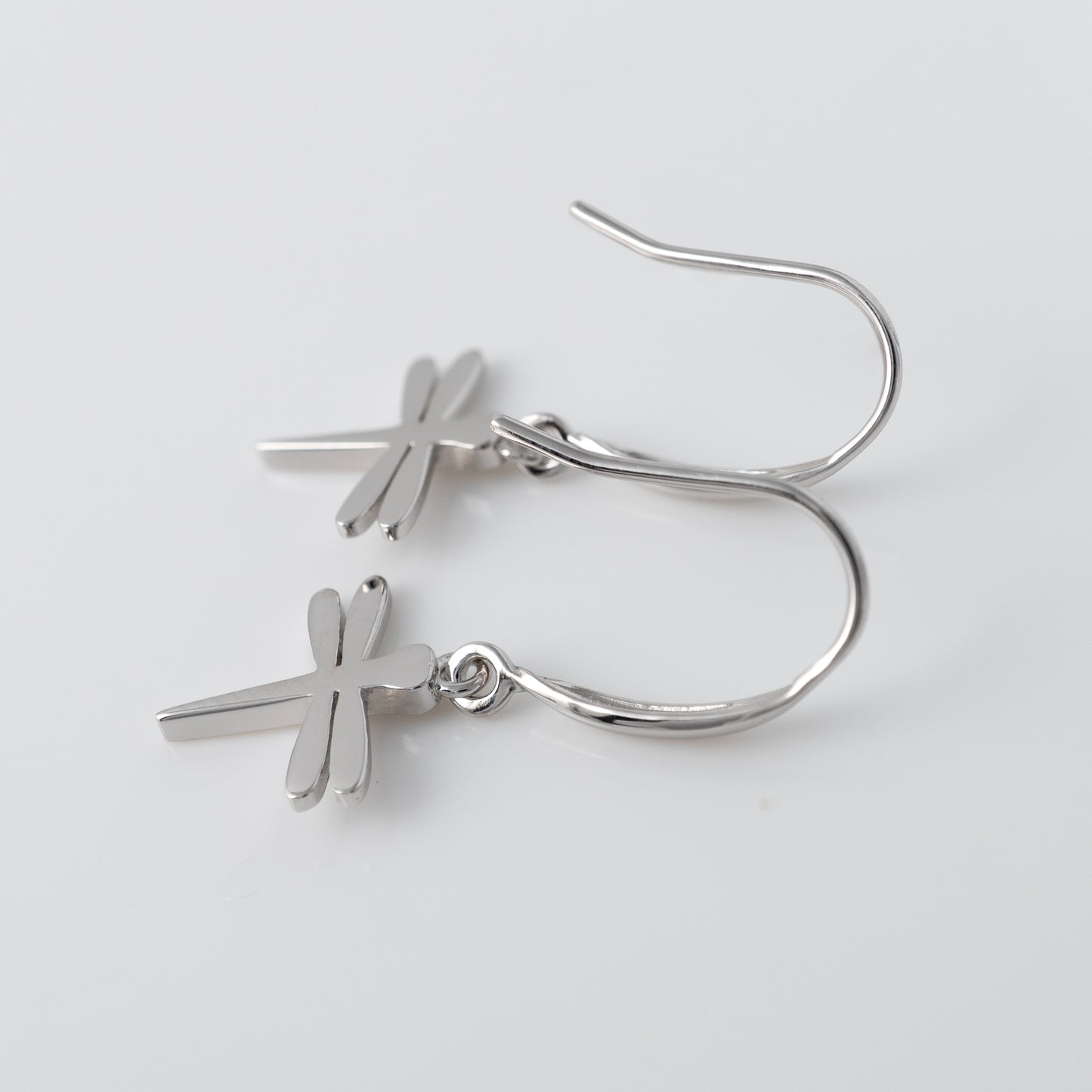 Silver Dragonfly Dangle Hook Earrings – Rhodium Plated 925