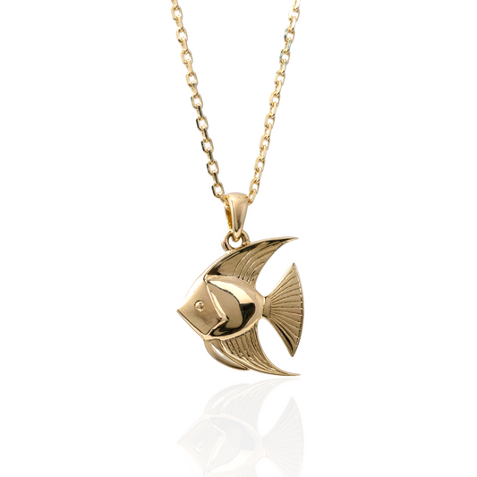 9ct gold angelfish necklace hunters fine jewellery