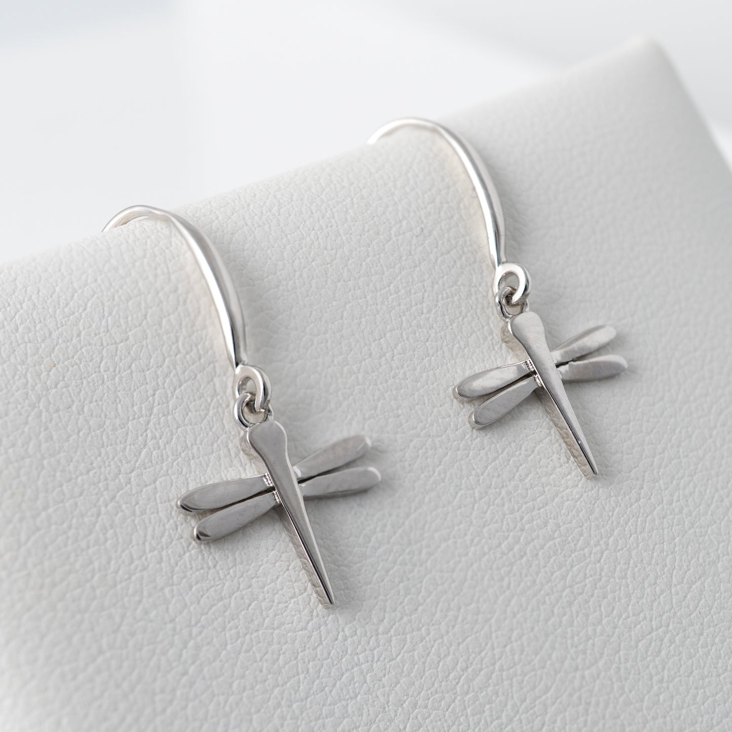 Silver Dragonfly Dangle Hook Earrings – Rhodium Plated 925