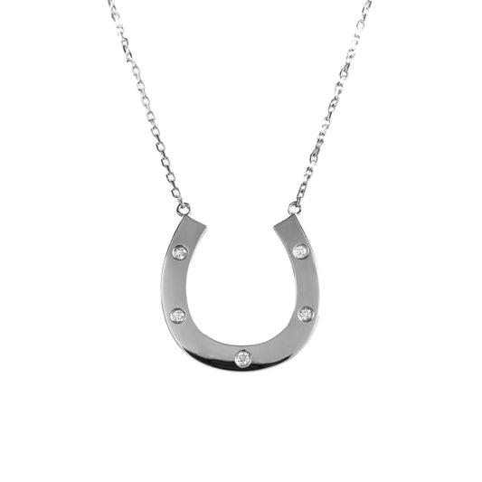 Sterling Silver Horseshoe Necklace With Diamonds