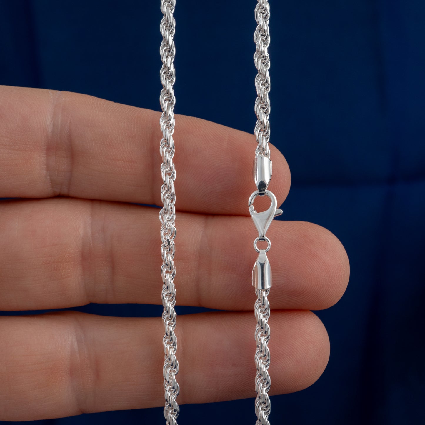 3mm Silver Rope Chain Necklace – 20, 22 & 24 Inch Options