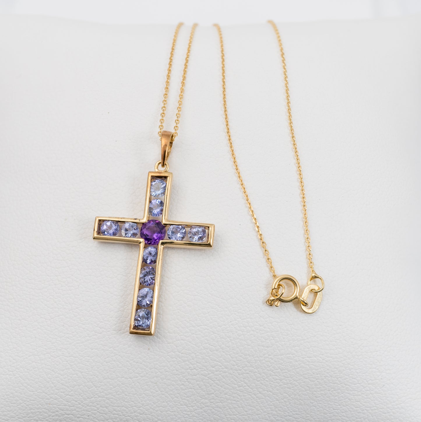 gemstone crucifix pendant gold with chain