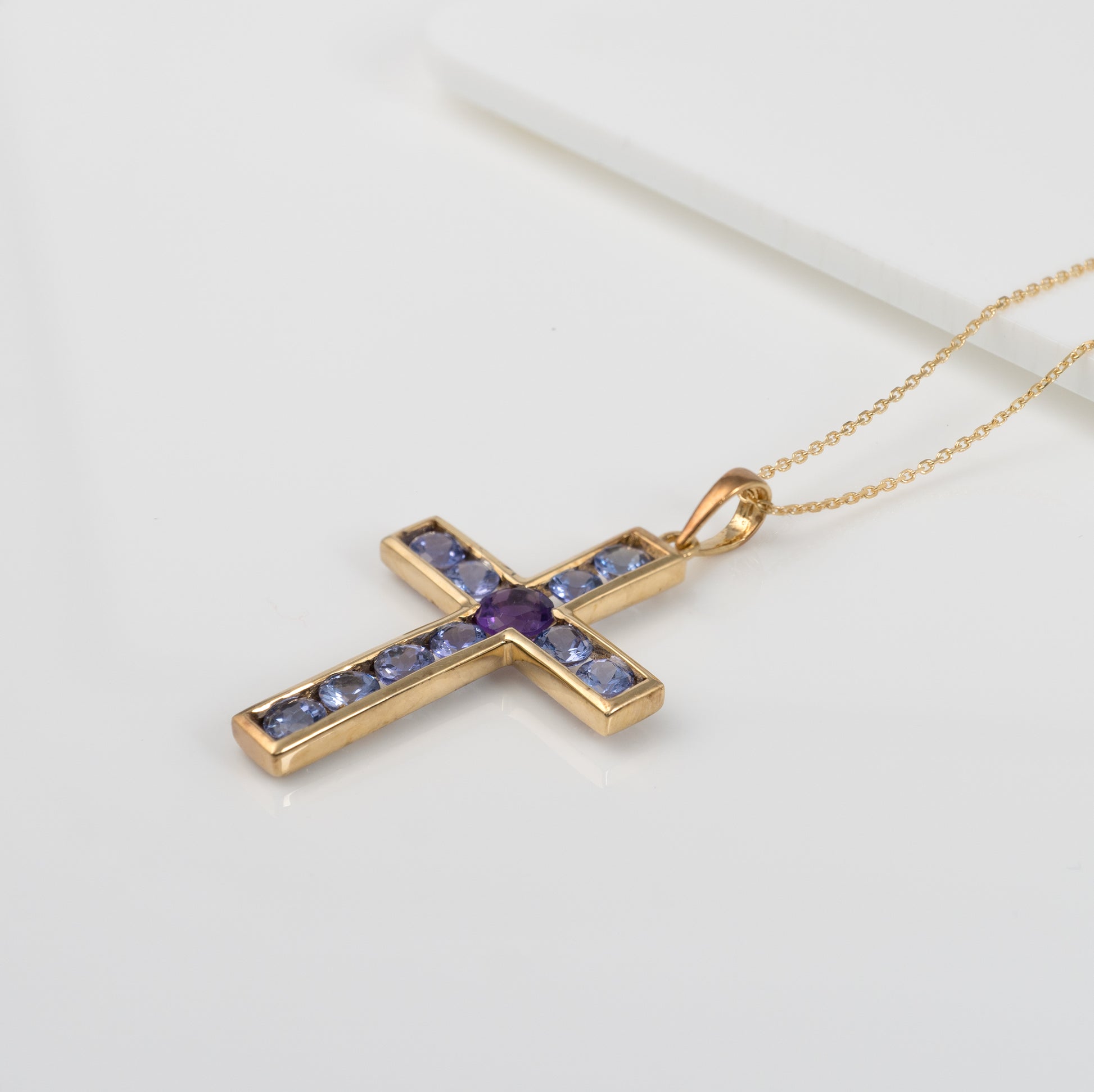 gemstone crucifix necklace with chain