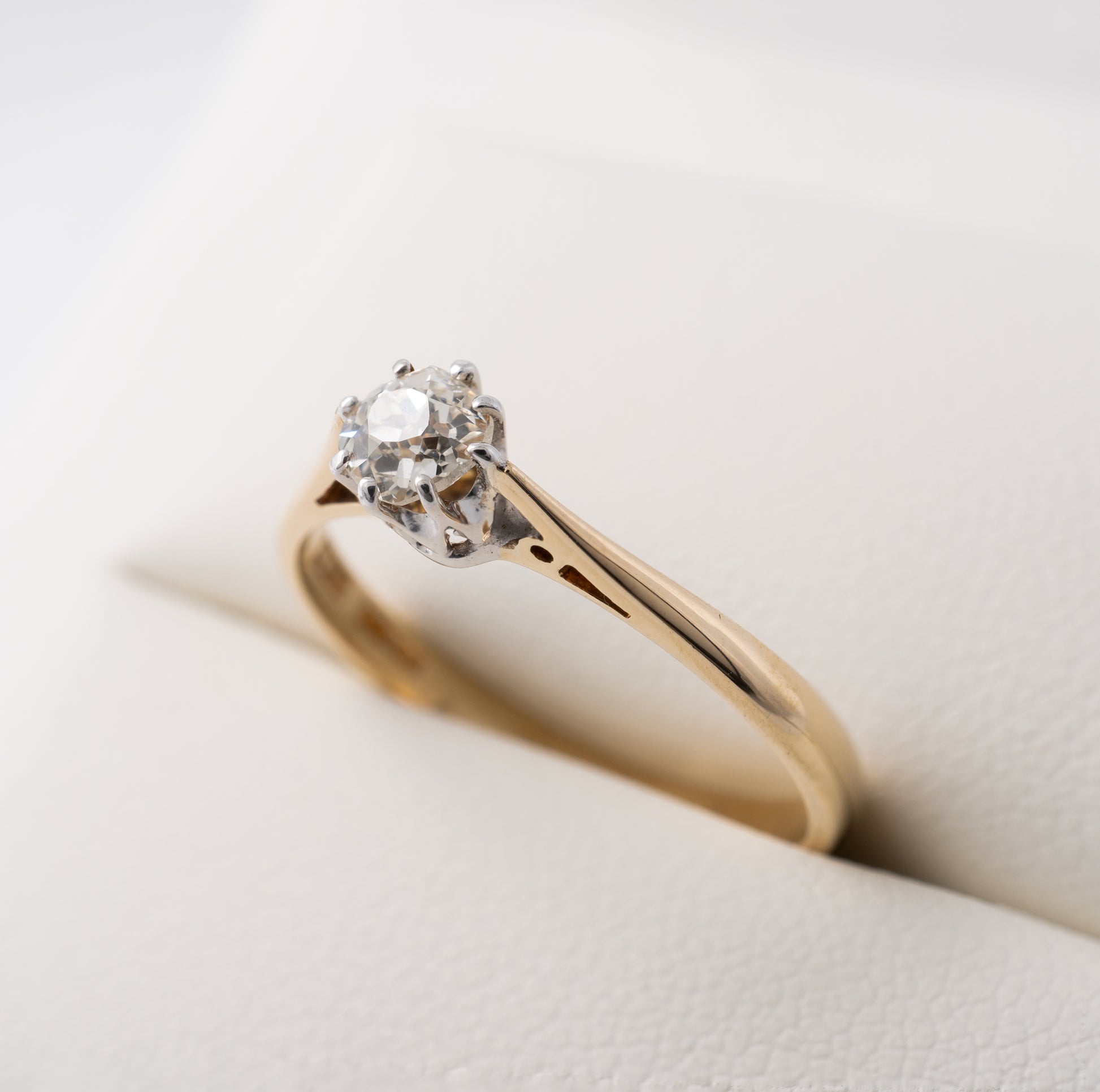 Vintage diamond engagement ring showcasing old European cut stone