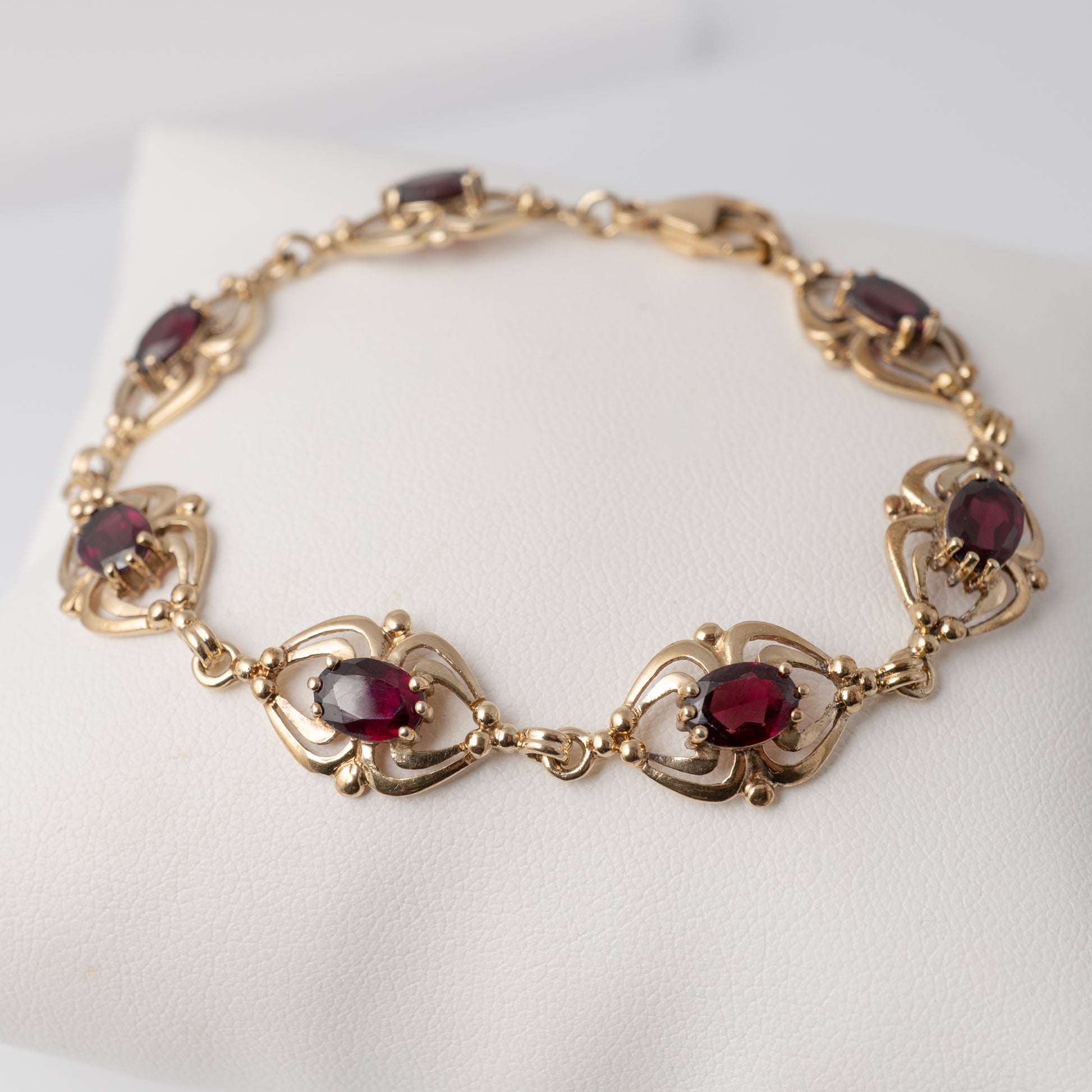 close view of vintage garnet bracelet for women 