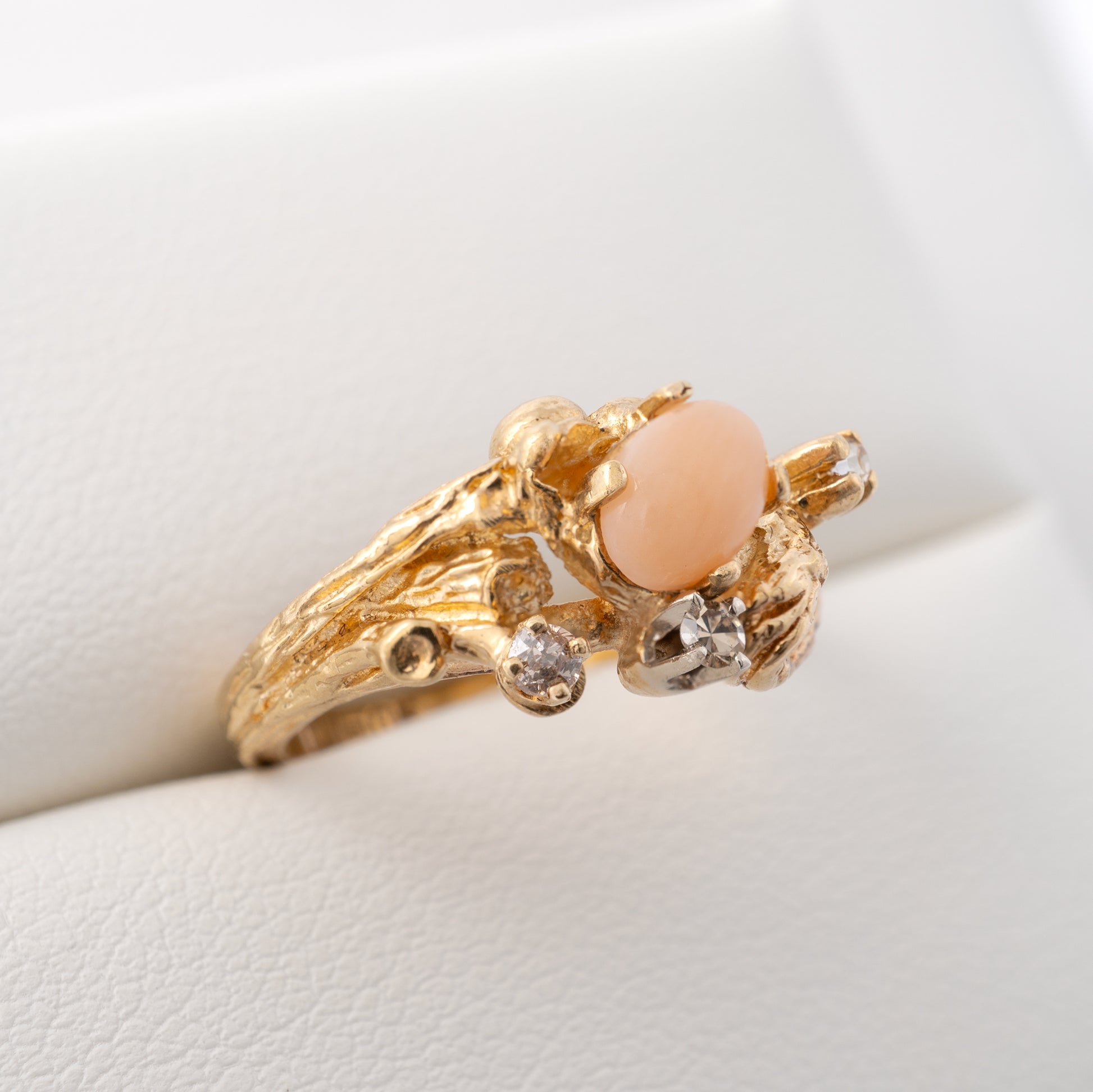 close up angel skin coral tree bark ring 
