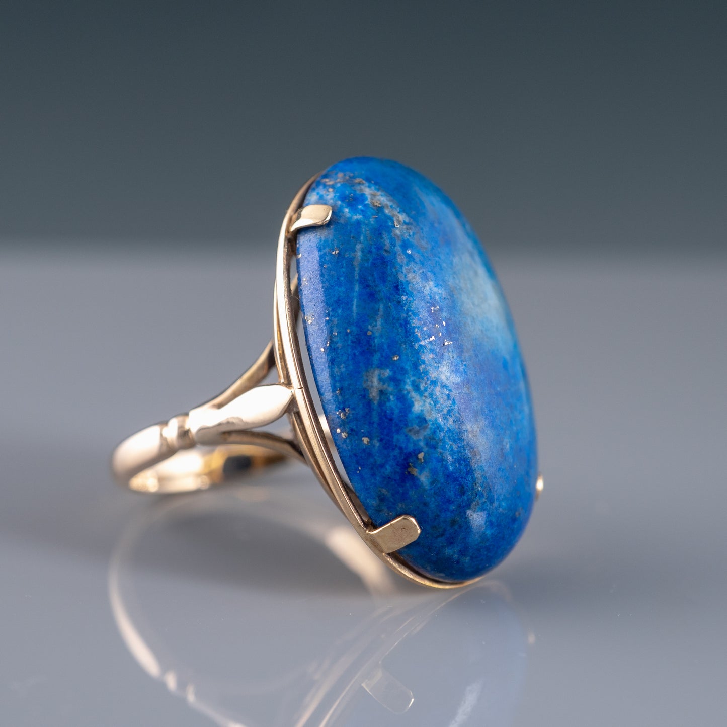Vintage 14k Gold Lapis Lazuli Ring French