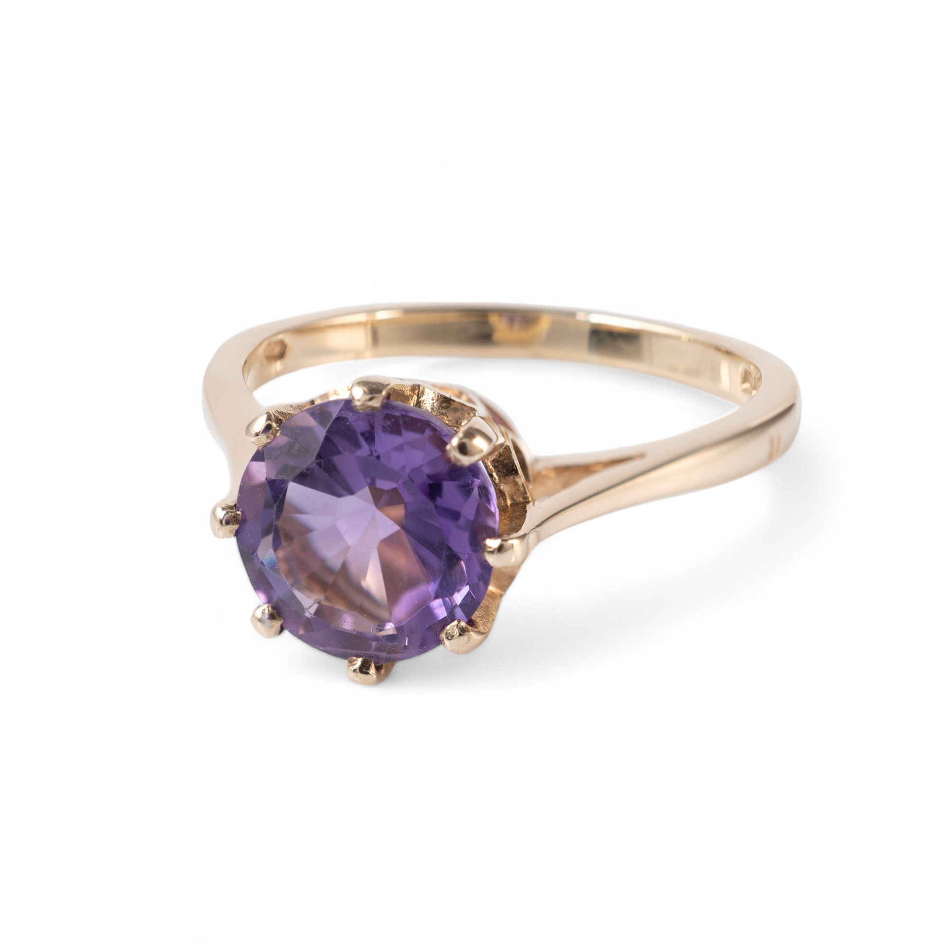 Vintage-Amethyst-Solitaire-Ring-Front-View hunters fine jewellery
