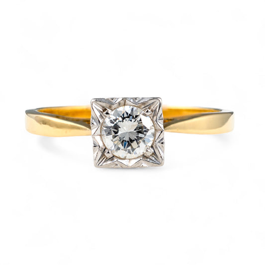 Diamond solitaire ring chunky square setting 