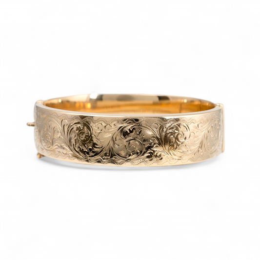 Vintage gold bangle bracelet 9ct yellow gold