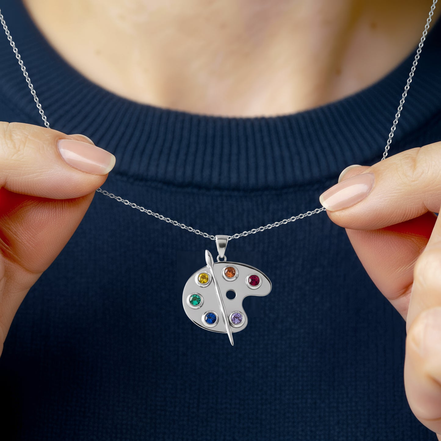 Silver Artist Palette Necklace – Hallmarked Sterling Silver