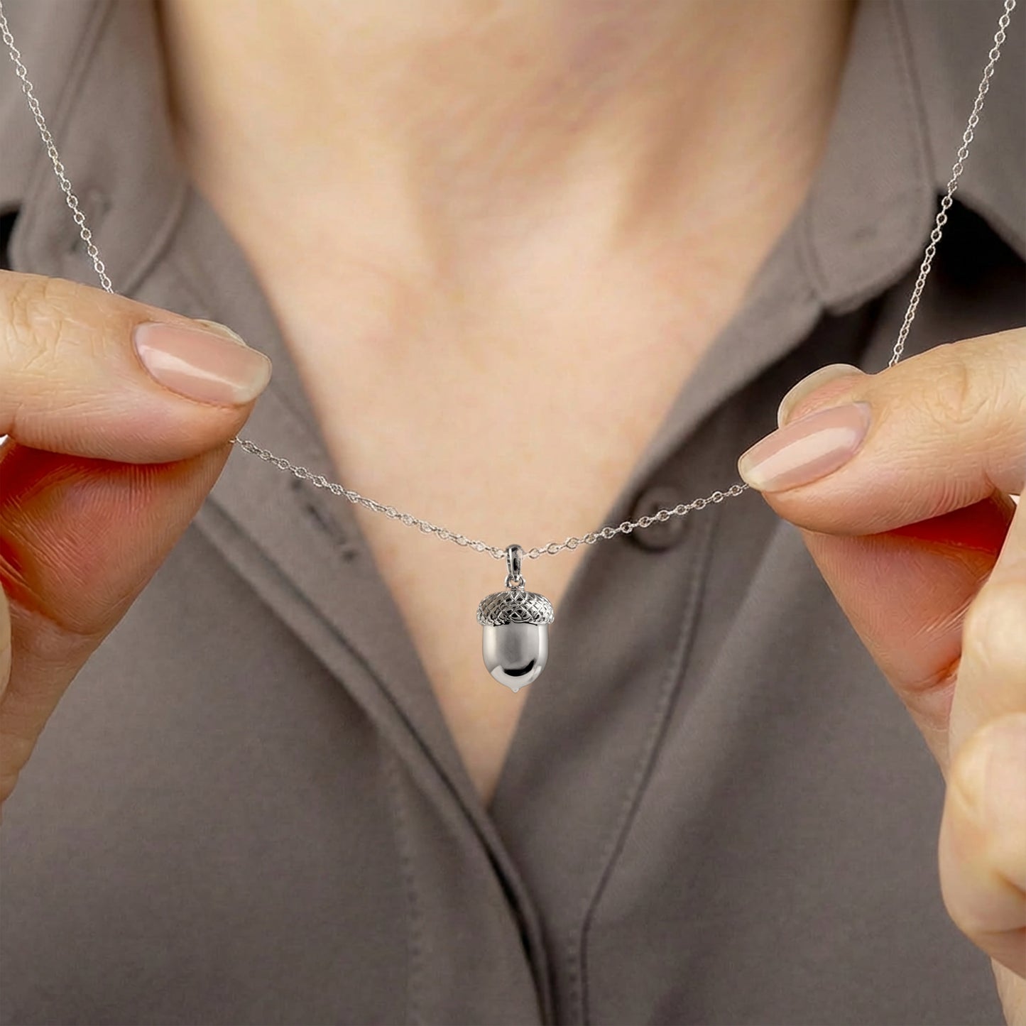 Silver Acorn Necklace Pendant – 925 Sterling Silver