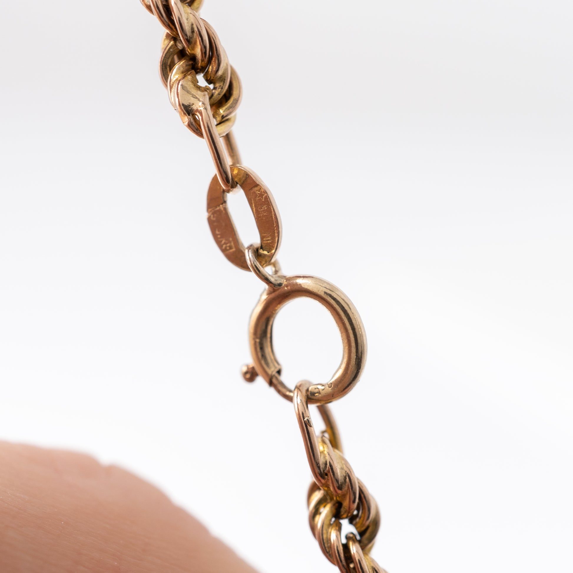 rope chain necklace showing spring ring