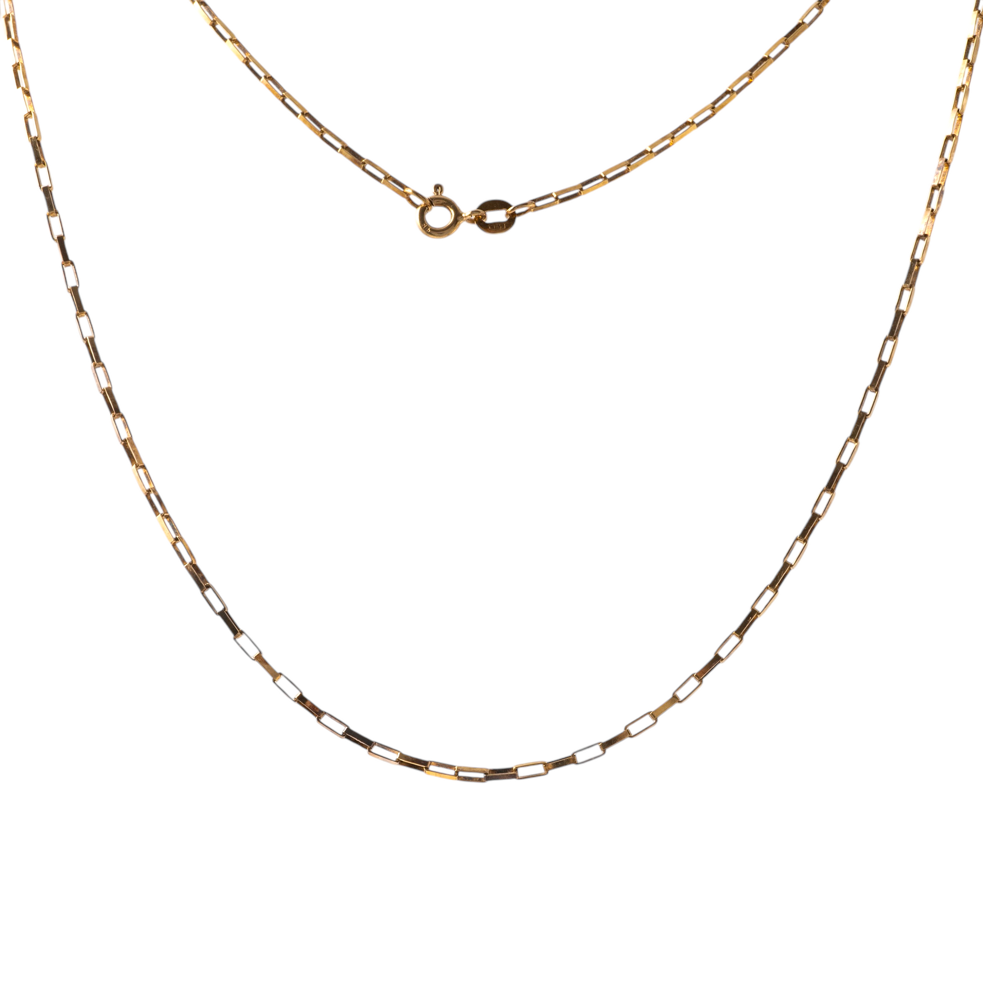 Vintage 9ct gold paperclip chain necklace with spring ring closure